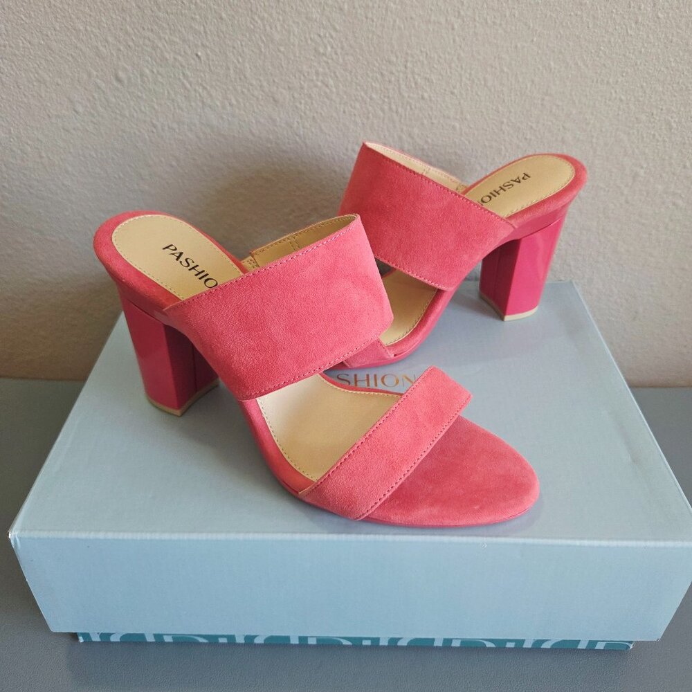Pashion Convertible Pink Suede Heels "The Slide" Sz 6.5 *Missing Heel Caps
